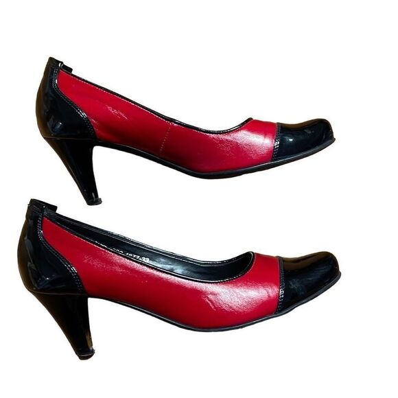 Ver Giovanni red leather & black patent leather Italian classic pumps size 39 - Picture 4 of 9